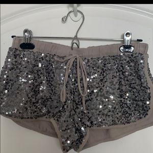 Grey sequin shorts